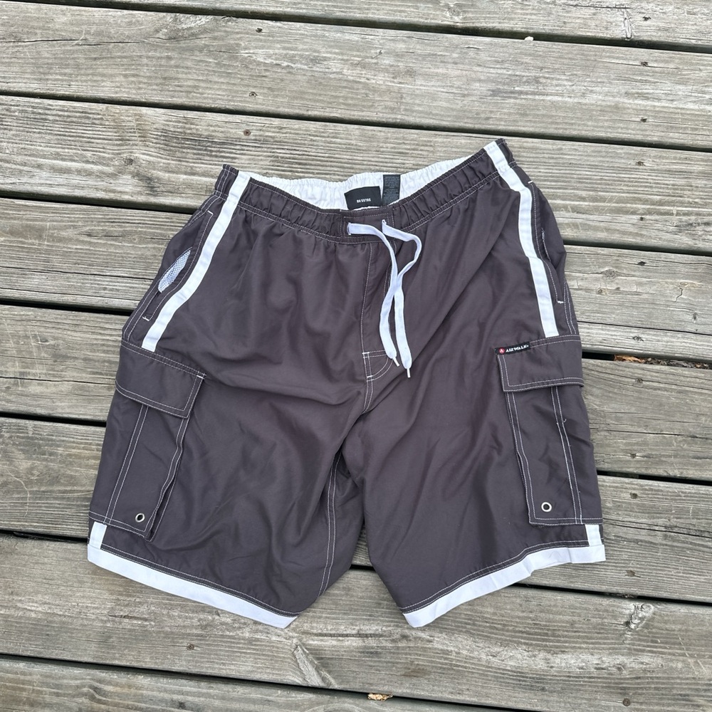 Airwalk Black and Gray Men's Swim Trunks‎